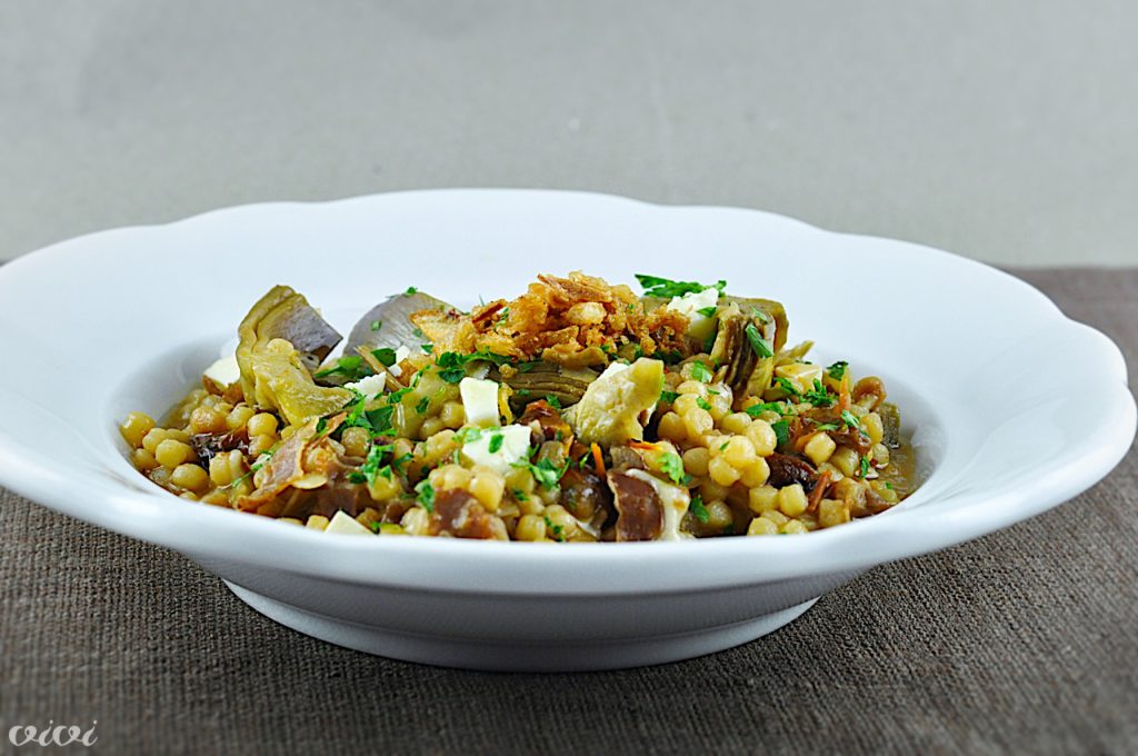 fregola z articoko in panceto2