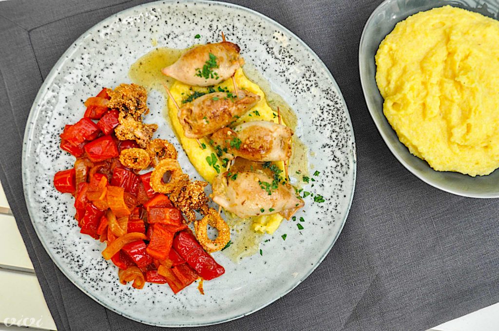 polnjeni lignji paprika polenta7