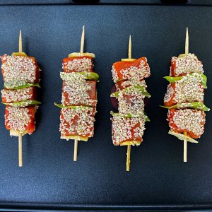 lososovi ražnjiči z ingverjem tepanyaki