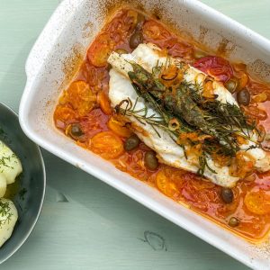 morska žaba s paradižnikom iz pečice3