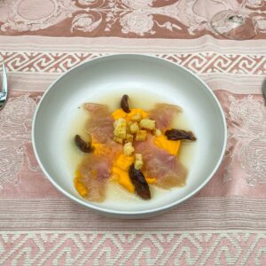 Pacana postrv, bučna krema, šitake, postrvja juha15