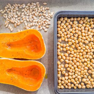 Bučin humus, pred pečenje, maslena buča in čičerika5