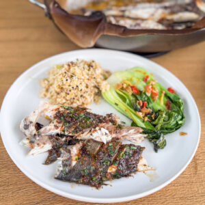 Orada z miso maslom, pak choi in bulgur3