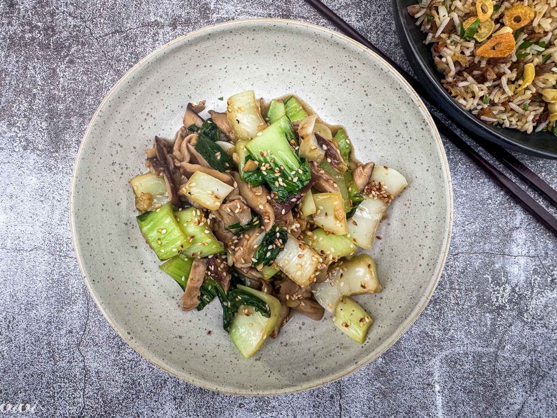 Stir fry šitake in pak choi2