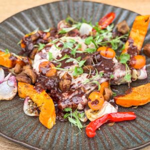 Svinjski kotlet v čokoladni omaki, buča in kumkvat21