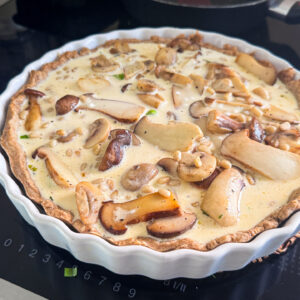 Pirin quiche z gobami in porom, priprava