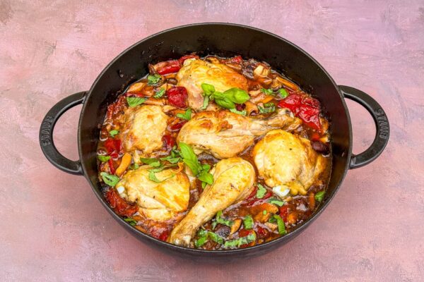 Piščanec s pečeno papriko in gobami34