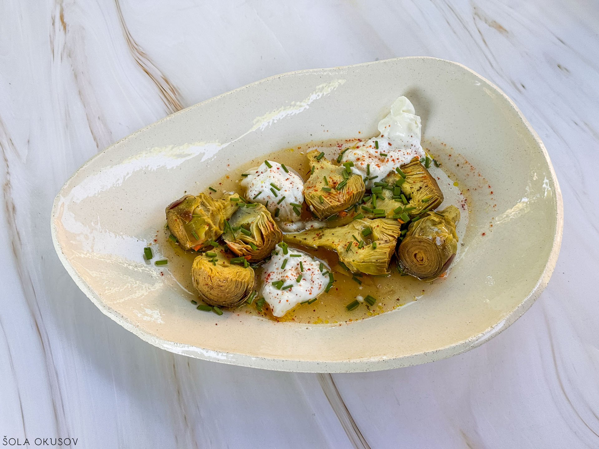Artičoke v raguju, limona, burrata5
