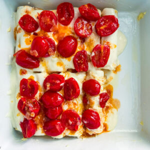 Kaneloni z jajčevci, rikoto in paradižniki, pred pečenjem2